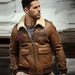 13th Squadron Brown Leather G-1 Bomber Jacket