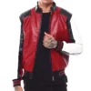 8 Ball 90s Men's Red Moto Colrblock Leather Jacket