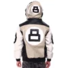 8 Ball Men's Color Block Sand and Black Faux Fur Hood Bomber Leather Jacket