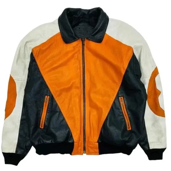 8 Ball Men's Michael Hoban Orange Leather Jacket