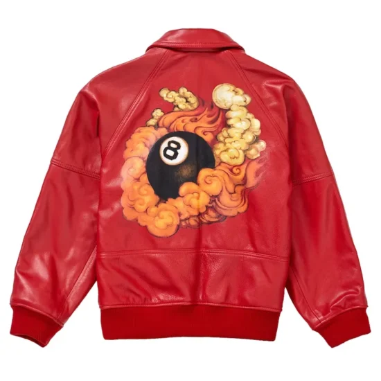 8 Ball Men's Supreme Red Genuine Leather Jacket