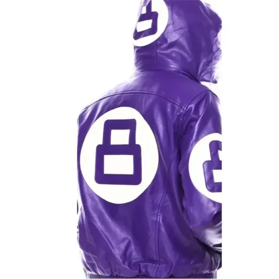 8 Ball Robert Phillipe - Women's Purple Fur Hooded Leather Jacket