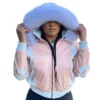 8 Ball Women's Pink Fox Fur Hooded Leather Jacket