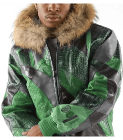 Abstract-Pattern-Pelle-Pelle-Leather-Green-Jacket