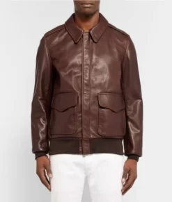 Adam Spencer Bomber Brown Leather Jacket