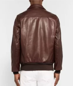 Adam Spencer Bomber Brown Leather Jacket Back