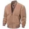 Adamsville Premium Bomber Camel Suede Leather Jacket