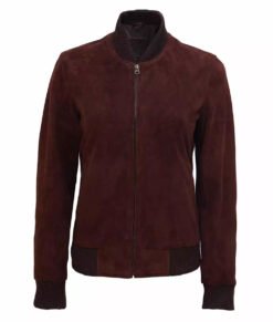 Adamsville Womens Maroon Premium Suede Leather Jacket