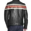 Agostini Distressed Stripped Racer Top Leather Jacket