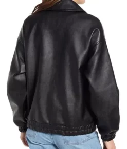 Aida Black A-2 Bomber Top Leather Jacket