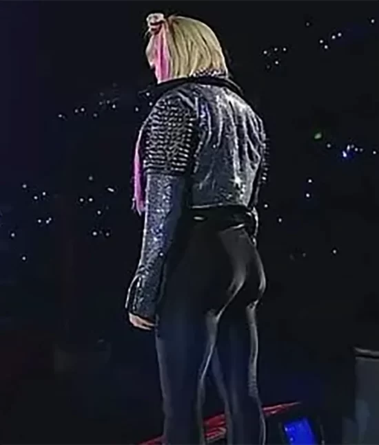 Alexa Bliss Black Spike Studded Biker Top Leather Jacket