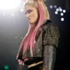 Alexa Bliss Black Spike Studded Biker Top-notch Faux Leather Jacket