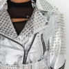 Alexa Bliss Silver Spike Studded Biker Leather Jacket