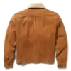 Alonzo Men’s Cognac Sherpa Lined Trucker Western Suede Top Leather Jacket