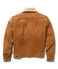Alonzo Men’s Cognac Sherpa Lined Trucker Western Suede Top Leather Jacket