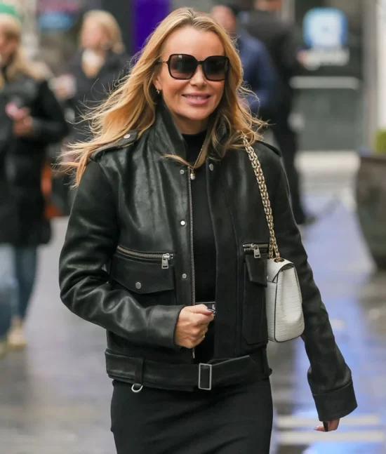 Amanda Holden Black Leather Jacket
