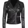 Amber Women's Black Leather Asymmetrical Moto Jacket