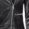 Amber Women's Black Real Leather Asymmetrical Moto Jacket