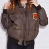 Amelia Brown A-2 Bomber Real Leather Jacket