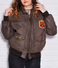 Amelia Brown A-2 Bomber Real Leather Jacket