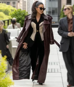 American Horror Story S12 Kim Kardashian Maroon Coat