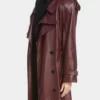American Horror Story S12 Kim Kardashian Maroon Leather Coat