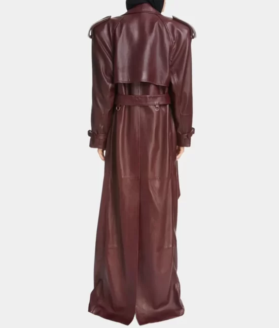 American Horror Story S12 Kim Kardashian Maroon Real Leather Coat