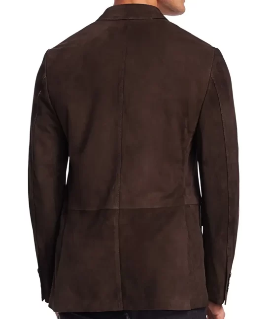 Amiri Men’s Classic Brown Real Leather Blazer