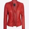 Andria Women's Red Quilted Biker Full Genuine Leather Jacket
