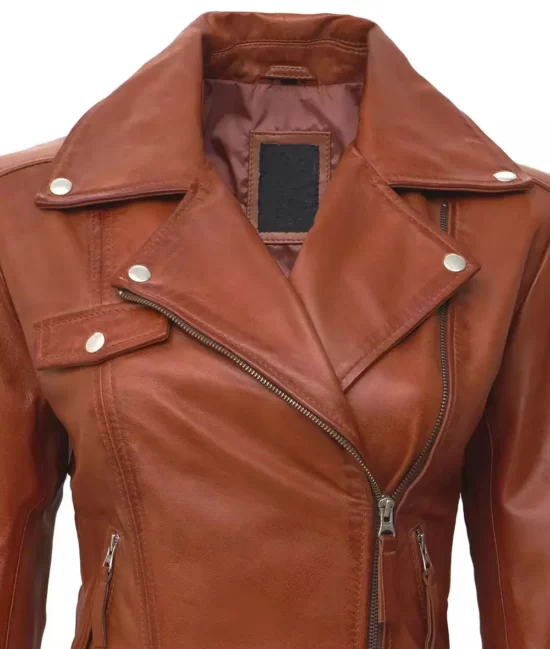 Angela Tan Asymmetrical Motorcycle Full Genuine Leather Jacket