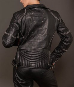 Anna Black Womens Leather Motorcycle Real Leather Jacket