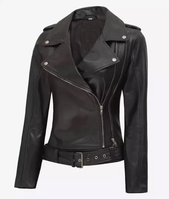 Arkansas Womens Asymmetrical Biker Full Genuine Leather Jacket