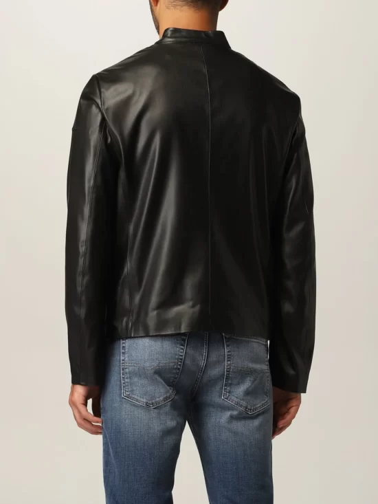 Armani Exchange Biker Jacket In Synthetic Leather Back