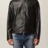 Armani Exchange Biker Jacket In Synthetic Leather Front