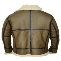 Army Greenish Brown Shearling Leather Jacket