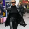 Ashley Roberts Black Real Top Leather Jacket