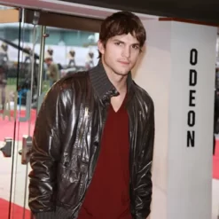 Ashton Kutcher Genuine Bomber Leather Jacket