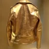 Asymmetrical Bikers Gold Pure Leather Jacket