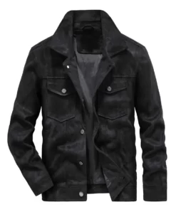 Atlas Men’s Fitted Dual-Pocket Performance Suede Suede Leather Jacket