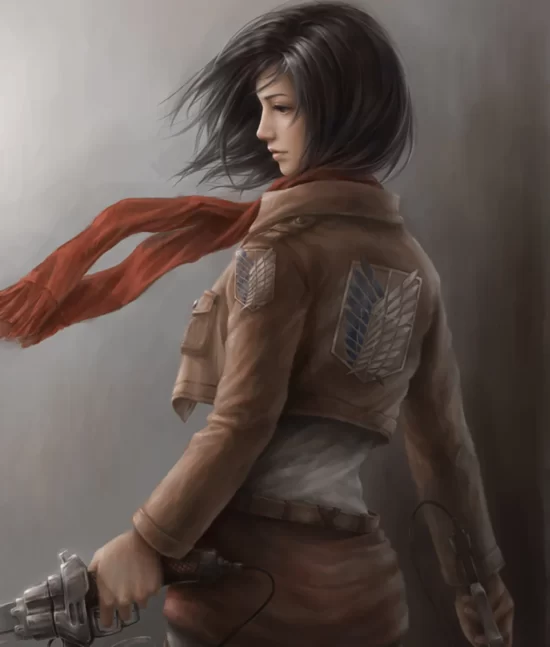 Attack On Titan Mikasa Ackerman Cropped Leather Jacket