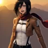 Attack On Titan Mikasa Ackerman Cropped Leather Jacket