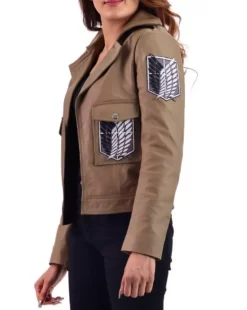 Attack On Titan Survey Corps Khaki Orignal Leather Jacket