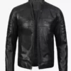 Austin Mens Black Cafe Racer Full Genuine Leather Jacket