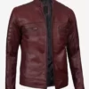 Austin Mens Maroon Waxed Limited Edition Cafe Racer Jacket