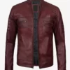 Austin Mens Maroon Waxed Limited Edition Top Leather Jacket