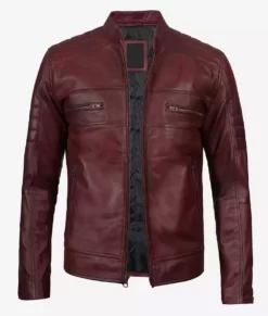 Austin Mens Maroon Waxed Limited Edition Top Leather Jacket