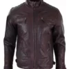 Axel Men’s Burgundy Quilted Stylish Real Leather Cafe Racer Jacket