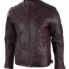 Axel Men’s Burgundy Quilted Stylish Top Leather Cafe Racer Jacket