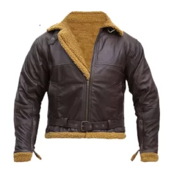B3 Men Aviator Shearling Bomber Leather Jacket