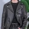 BTS Jaemin Black Biker Real Leather Jacket